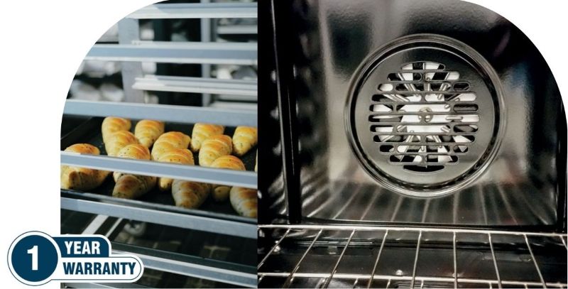 Baked rolls inside Prenox commercial convection oven with internal fan technology – South Africa